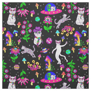 Tela gato alienígena disco espacio exterior leopardo uf