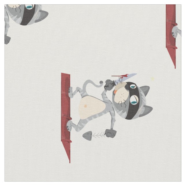 Tela gato con cuchillo (De cerca)