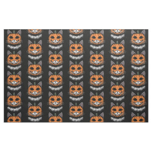 Tela Gato de Halloween, cara de calabaza