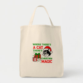 Tela Gato de Navidad, práctico bolso de mano para amant