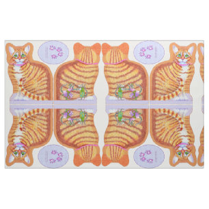 Tela Gato de Tabby con almohada de ratones bailarines