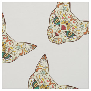 Tela Gato del cráneo del azúcar - diseño del tatuaje