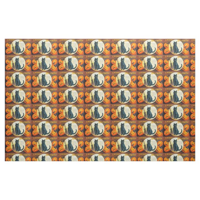 Tela Gato Falln Merry Halloween ("Cuarto gordo" (fat quarter))