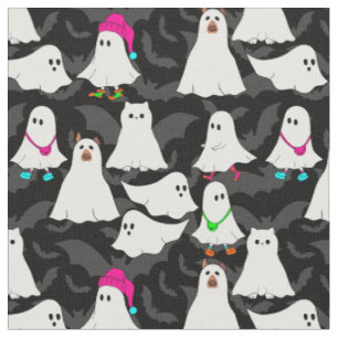 Tela gato fantasma de halloween negro
