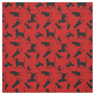 Tela Gato/gatos Gatitos/gatitos, silueta, rojo brillant
