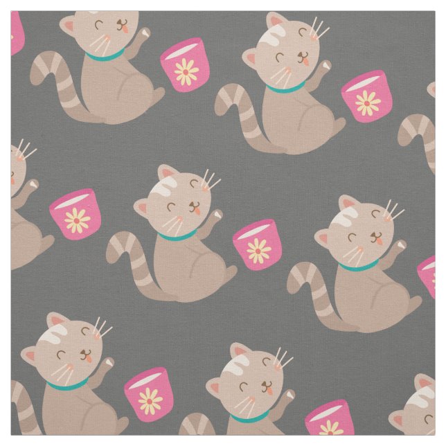 Tela Gato lindo con personalizado de té (Retal)