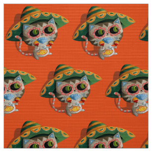 Tela Gato mexicano con el sombrero