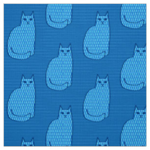 Tela Gato moderno de mediados del siglo, cobalto y azul
