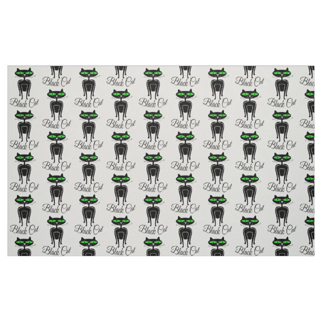Tela Gato negro con ojos verdes ("Cuarto gordo" (fat quarter))