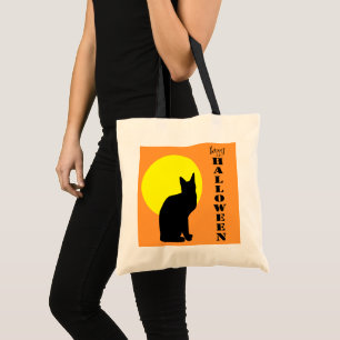 Tela Gato negro feliz bolso de Halloween