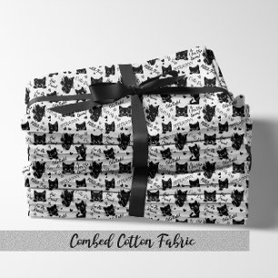 Tela Gato negro lindo patrón de Halloween para amantes