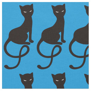 Tela Gato negro malvado gracioso azul