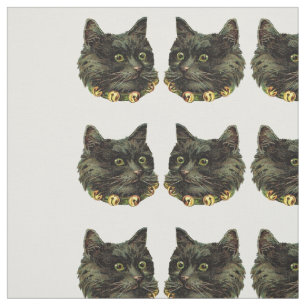 Tela Gato negro victoriano con collar de campana