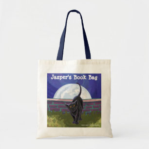 Tela Gato negro y bolso de libro personalizado de la lu