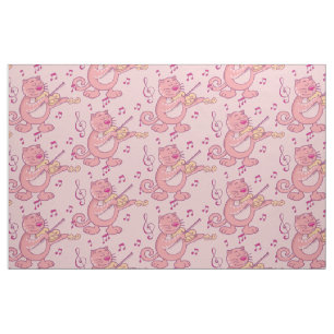 Tela Gato rosa con violín