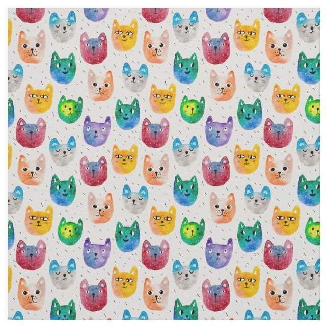 Tela Gatos a la acuarela y amigos (Retal)