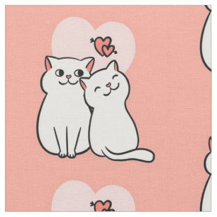 Tela Gatos Adorables con fondo rosado