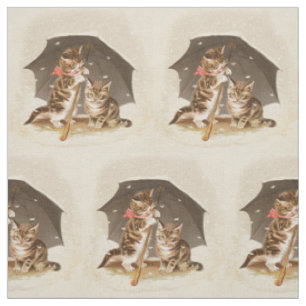 Tela Gatos antiguos bajo paraguas arte de gato antiguo