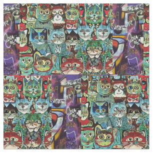 Tela Gatos Antropomórficos Victorianos En Colores Terre