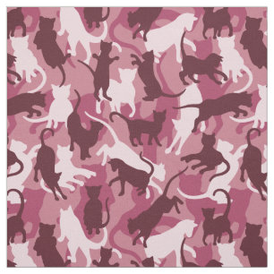 Tela Gatos Camuflaje Rosa