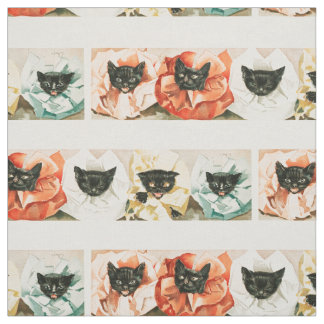 Tela Gatos de Halloween rosados de gatitos negros de ép