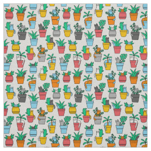 Tela Gatos en macetas de flores