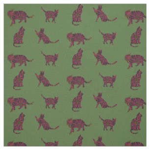 Tela Gatos en verde