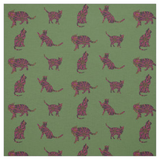 Tela Gatos en verde