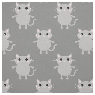 Tela Gatos Grises de Dibujos Animados Lindos para Habit