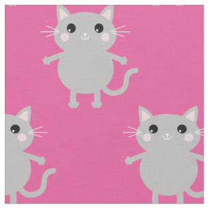 Tela Gatos grises y rosados dibujos animados lindos par