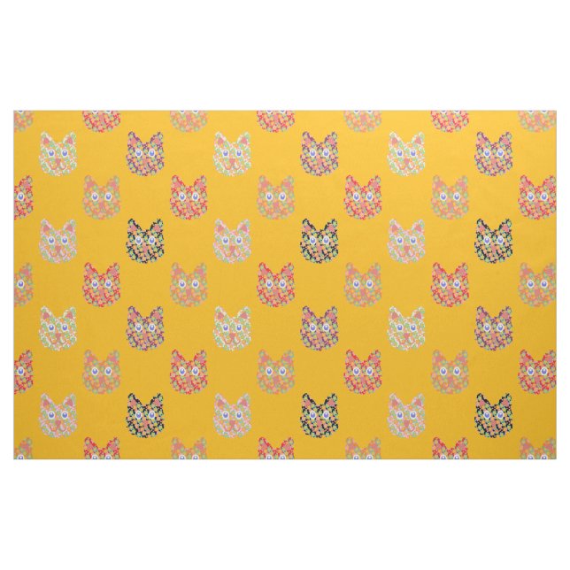 Tela Gatos hippy de verano ("Cuarto gordo" (fat quarter))