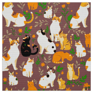 Tela Gatos Lindos sobre un Fondo Café Marrón