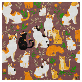 Tela Gatos Lindos sobre un Fondo Café Marrón