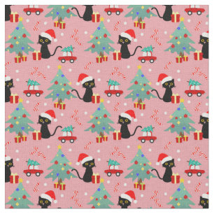 Tela Gatos negros de Navidades adorables