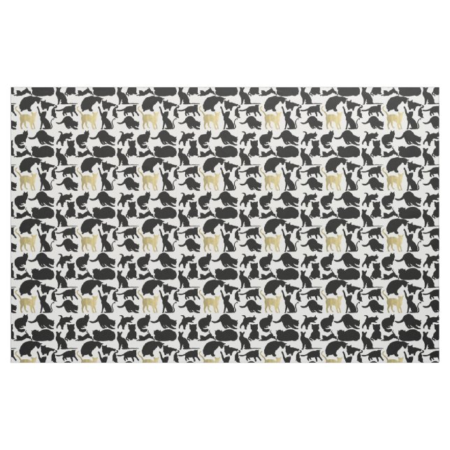 Tela Gatos negros del oro ("Cuarto gordo" (fat quarter))