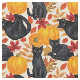 Tela Gatos negros y calabazas