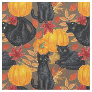 Tela Gatos negros y calabazas 2