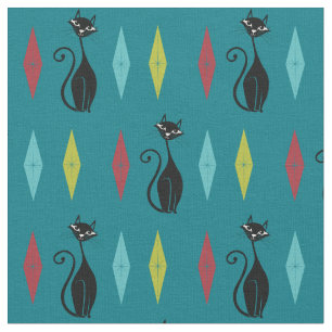 Tela Gatos retro Kitty Cute Vintage Mod de 1960