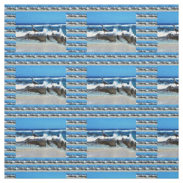 Tela Gaviota Sobre Rocas De Playa, (Retal)