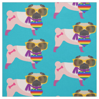 Tela Gay Pride Pugs - Gafas Amarillas