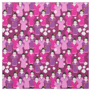 Tela Geisha japonesa en kimono con el tono rosado