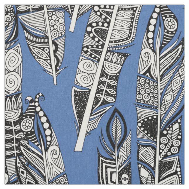 Tela geo plumas azules (Retal)