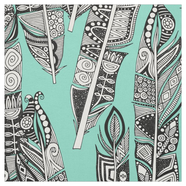 Tela geo plumas menta (Retal)