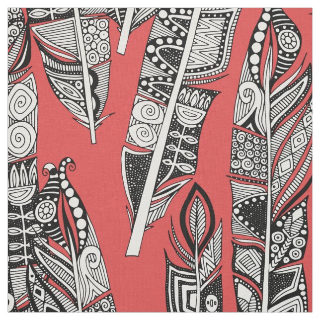 Tela geo plumas rojas (Retal)