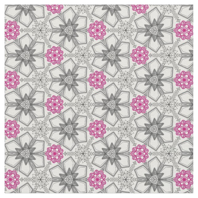 Tela Geometría floral abstracta (De cerca)