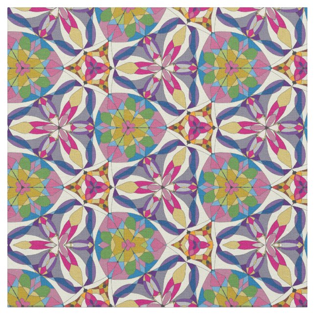 Tela Geometría floral abstracta (De cerca)