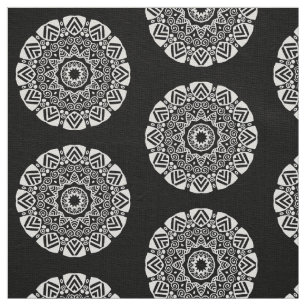 Tela Geometría orgánica 024 - Blanco sobre negro