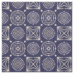 Tela Geometría shibori azul y blanca