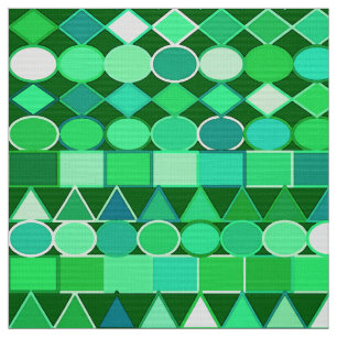 Tela Geometría tribal moderna, verde esmeralda y agua