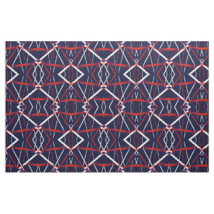 Tela Geometría Urbana Azul Blanco Rojo
